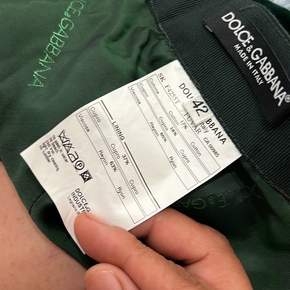 DOLCE & GABANA green velvet midi skirt size 42 - Picture 12 of 14